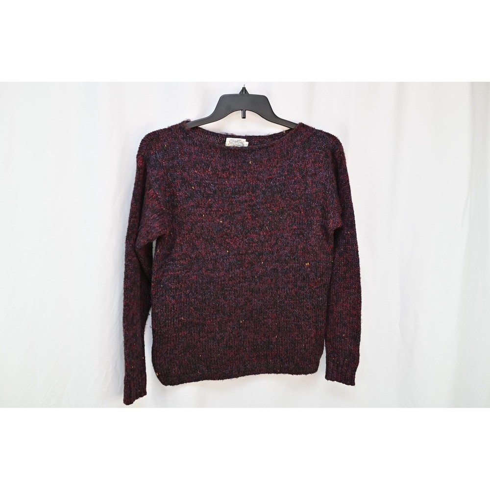 Vintage The Villager Wool Blend Purple Speckled Sweater Large Scoop Neck